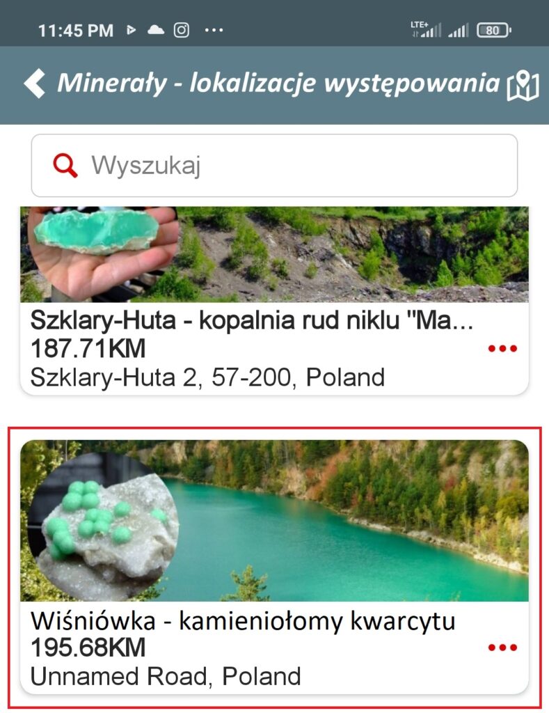 Wiśniówka kamieniołom minerały